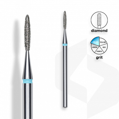 Staleks - Csiszolófej Gyémánt Keskeny Lándzsa 1,4 mm | 8 mm Kék | Közepes FA10B014-8K