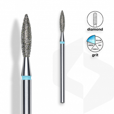 Staleks - Csiszolófej Gyémánt Lándzsa 2,3 mm | 10 mm Kék | Közepes FA10B023-10K