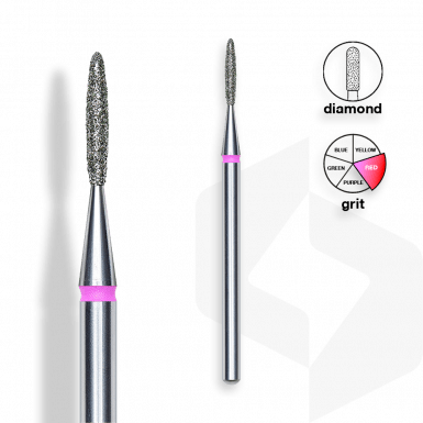 Staleks - Csiszolófej Gyémánt Keskeny Lándzsa 1,4 mm - 8 mm Piros - Finom FA10R014-8K
