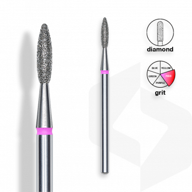 Staleks - Csiszolófej Gyémánt Lándzsa 2,1 mm | 8 mm Piros | Finom FA10R021-8K