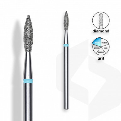 Staleks - Csiszolófej Gyémánt Hegyes Lándzsa 2,1 mm | 8 mm Kék | Közepes FA11B021-8K