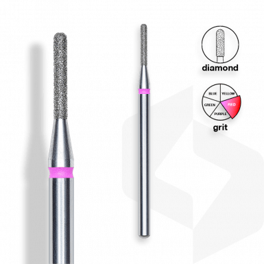 Staleks - Csiszolófej Gyémánt Keskeny Henger 1,4 mm | 8 mm Piros | Finom FA30R014-8K