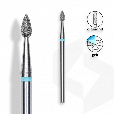 Staleks - Csiszolófej Gyémánt Csepp 2,3 mm | 5 mm Kék | Közepes FA40B023-5K