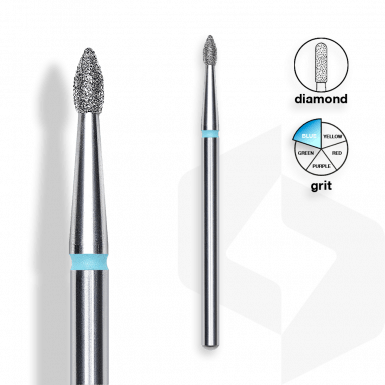 Staleks - Csiszolófej Gyémánt Ovális 1,8 mm | 4 mm Kék | Közepes FA60B018-4K