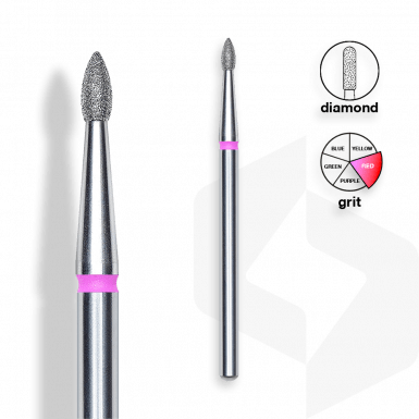Staleks - Csiszolófej Gyémánt Ovális 1,8 mm | 4 mm Piros | Finom FA60R018-4K