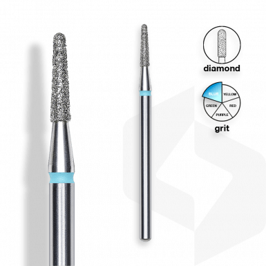 Staleks - Csiszolófej Gyémánt Keskeny Kúp 1,8 mm | 8 mm Kék | Közepes FA70B018-8K