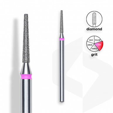 Staleks - Csiszolófej Gyémánt Csonka Keskeny Kúp 1,6 mm | 10 mm Piros | Finom FA70R016-10K