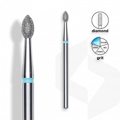 Staleks - Csiszolófej Gyémánt Ovális 2,5 mm | 4,5 mm Kék | Közepes FA60B025-4.5K