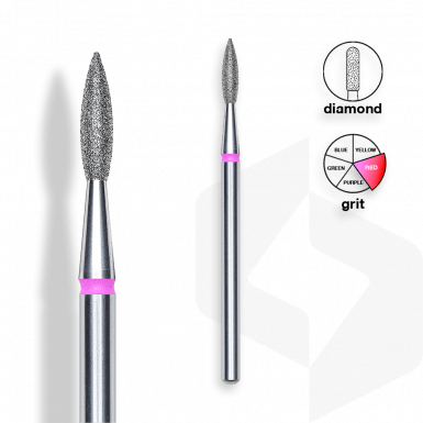 Staleks - Csiszolófej Gyémánt Hegyes Lándzsa 2,1 mm | 8 mm Piros | Finom FA11R021-8K