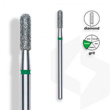 Staleks - Csiszolófej Gyémánt Henger 2,3 mm | 8 mm Zöld | Durva FA30G023-8K