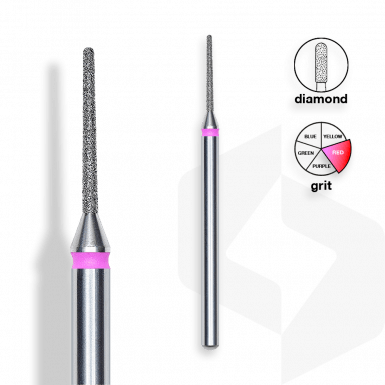 Staleks - Csiszolófej Gyémánt Tű 1 mm | 10 mm Piros | Finom FA80R010-10K