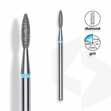 Staleks - Csiszolófej Gyémánt Hegyes Lándzsa 2,1 mm | 8 mm Kék | Közepes FA10B021-8K