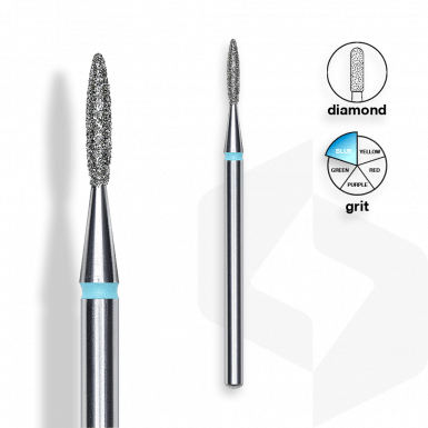 Staleks - Csiszolófej Gyémánt Hegyes Lándzsa 1,6 mm | 8 mm Kék | Közepes FA11B016-8K