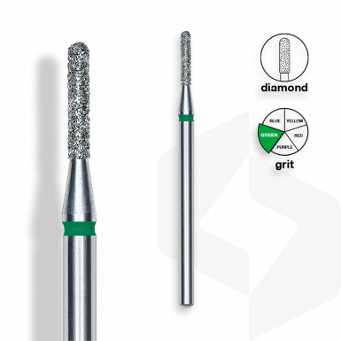 Staleks - Csiszolófej Gyémánt Lekerekített Henger 1,4 mm | 8 mm Zöld | Durva FA30G014-8K