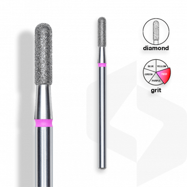 Staleks - Csiszolófej Gyémánt Lekerekített Henger 2,3 mm | 8 mm Piros | Finom FA30R023-8K
