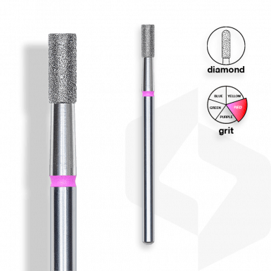 Staleks - Csiszolófej Gyémánt Henger 2,5 mm | 6 mm Piros | Finom FA20R025-6K