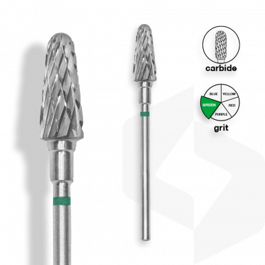 Staleks - Karbid csiszolófej Lekerekített Kúp 6 mm | 14 mm Zöld | Durva FT70G060-14