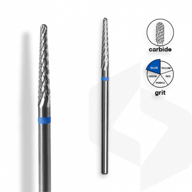 Staleks - Karbid Csiszolófej Keskeny Kúp 2,3 mm | 14 mm Kék | Közepes FT71B023-14