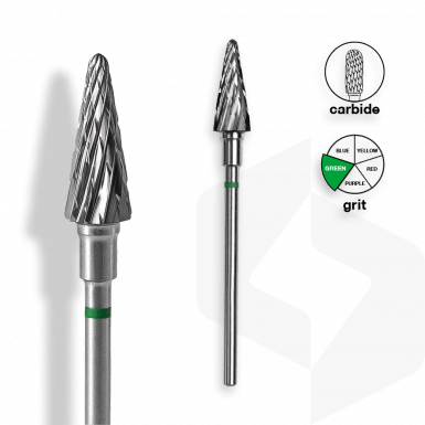 Staleks - Karbid Csiszolófej Kúp 6mm | 14mm Zöld | Durva FT71G060-14
