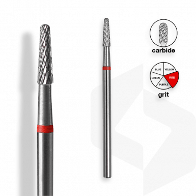Staleks - Karbid Csiszolófej Keskeny Lekerekített Kúp 2,3 mm | 8 mm Piros | Finom FT71R023-8