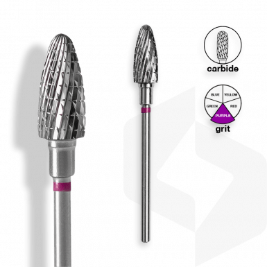 Staleks - Karbid Csiszolófej Keskeny Kugli 6mm | 14 mm Lila | Extra Druva FT90V060-14