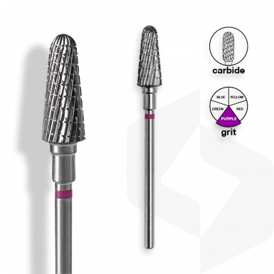 Staleks - Karbid Csiszolófej Lekerekített Kúp 6mm | 14 mm Lila | Extra Durva FT70V060-14