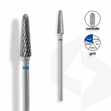 Staleks - Karbid Csiszolófej Keskeny Lekerekített Kúp 4 | 13 Mm Kék | Közepes FT70B040-13