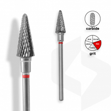 Staleks - Karbid Csiszolófej Kúp 6mm | 14mm Piros | Finom FT71R060-14