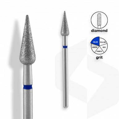 Staleks - Csiszolófej Gyémánt Hegyes Körte 4 mm | 12 mm Kék | Közepes FA100B040-12