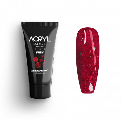 Acryl Pro Gel Flakes 'n Glitter Red - HEMA Mentes Akrilzselé