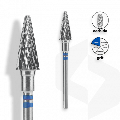 STALEKS - Karbid Csiszolófej Kúp Balkezes 6 mm | 14 mm Kék | Közepes FT73B060-14