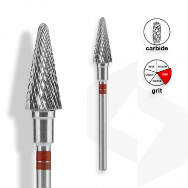 STALEKS - Karbid Csiszolófej Kúp Balkezes 6 mm | 14 mm Piros | Finom FT73R060-14