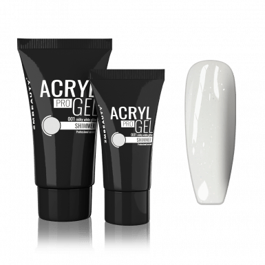 Acryl Pro Gel Shimmer 001 Milky White Glitter - HEMA Mentes Akrilzselé - Tubusos