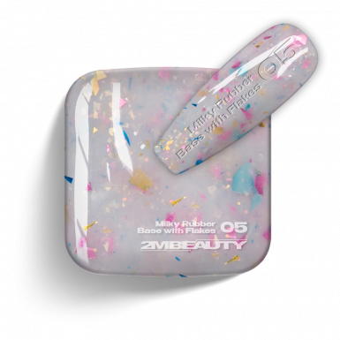 Gel Lack - Milky Rubber Base With Flakes 05 - HEMA Mentes