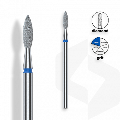 Staleks - Csiszolófej Gyémánt Hegyes Lándzsa 2,3 mm | 8 mm Kék | Közepes FA11B023-8