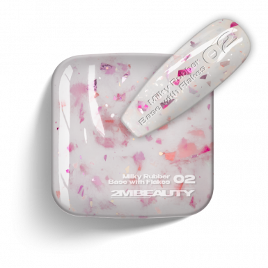 Gel Lack - Milky Rubber Base With Flakes 02 - HEMA Mentes
