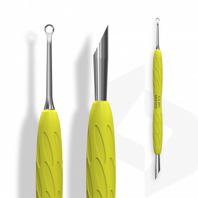 Staleks - Bőrfeltoló Szilikonos Nyéllel UNIQ - PQ-11-2y - Yellow