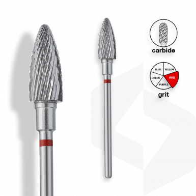 Staleks - Karbid Csiszolófej Kúp 6 mm | 14 mm Piros | Finom - FT110R060-14