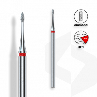 Staleks - Gyémánt Csiszolófej Mini Hegyes Lándzsa 1 mm | 3 mm Piros | Finom | FA12R010-3