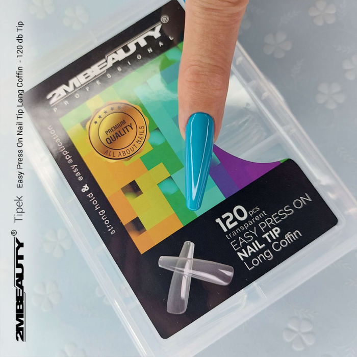 Easy Press On Nail Tip Long Coffin - 120 db Tip