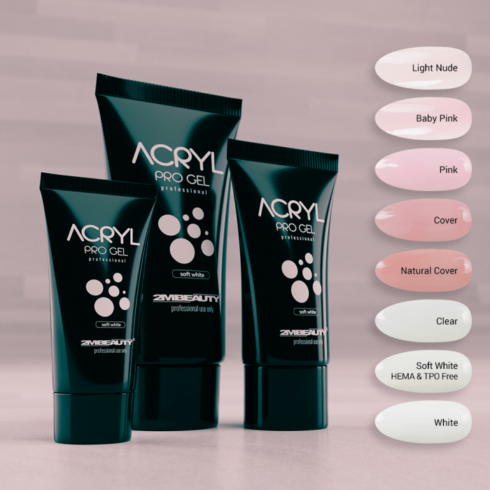 Acryl Pro Gel Soft White - HEMA Mentes Akrilzselé - Tubusos