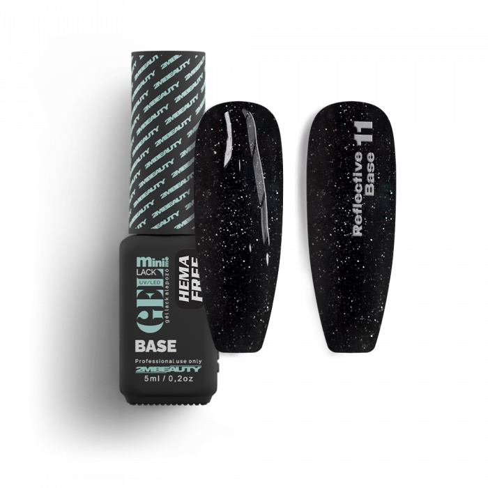 Gel Lack - Reflective Base 11 - HEMA Mentes:
Fényvisszaverő csillámokat tartalmazó, 2in1 gél l...