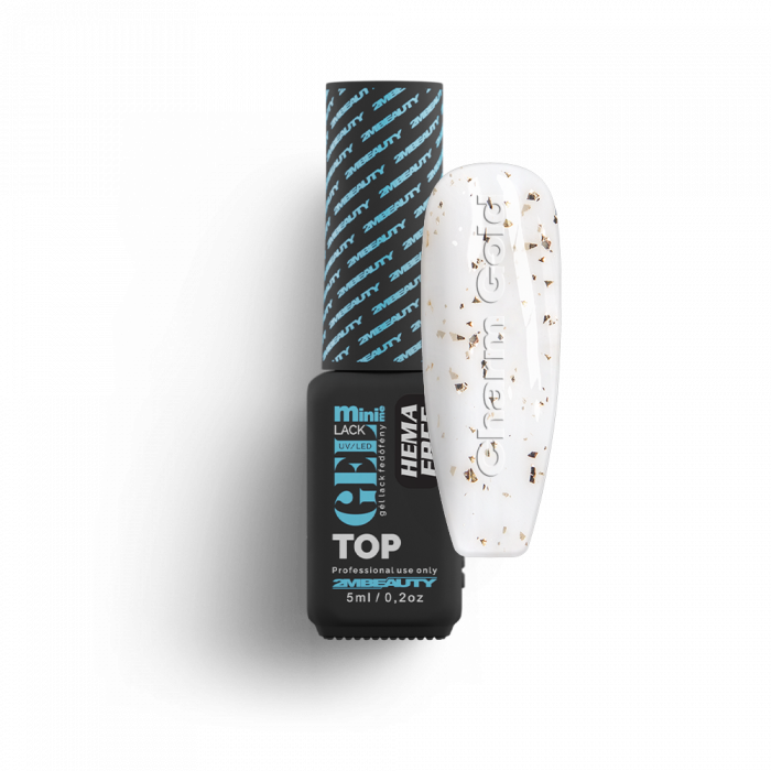 Gel Lack Fedő - Top Coat Charm Gold - HEMA Mentes:
Tartós fényű és rugalmas gél lakk szuperf�...