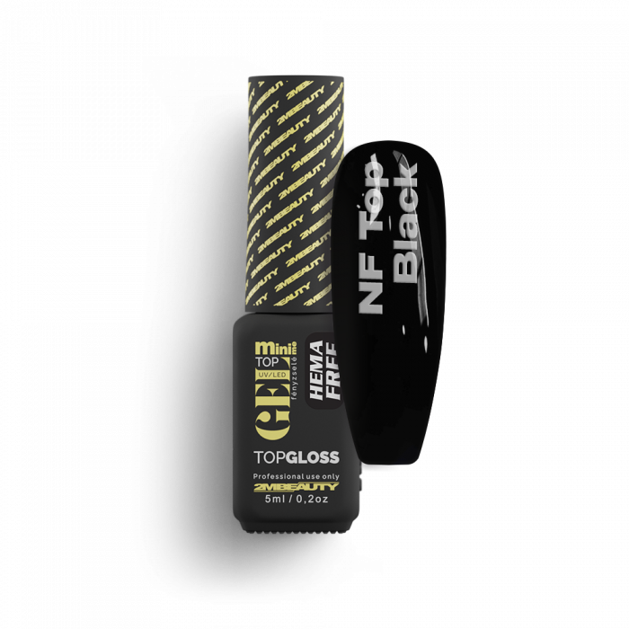 Top Gel - NF Top Black Színezett Fényzselé - HEMA Mentes:
„Ébenfekete” színezett fényzsel...
