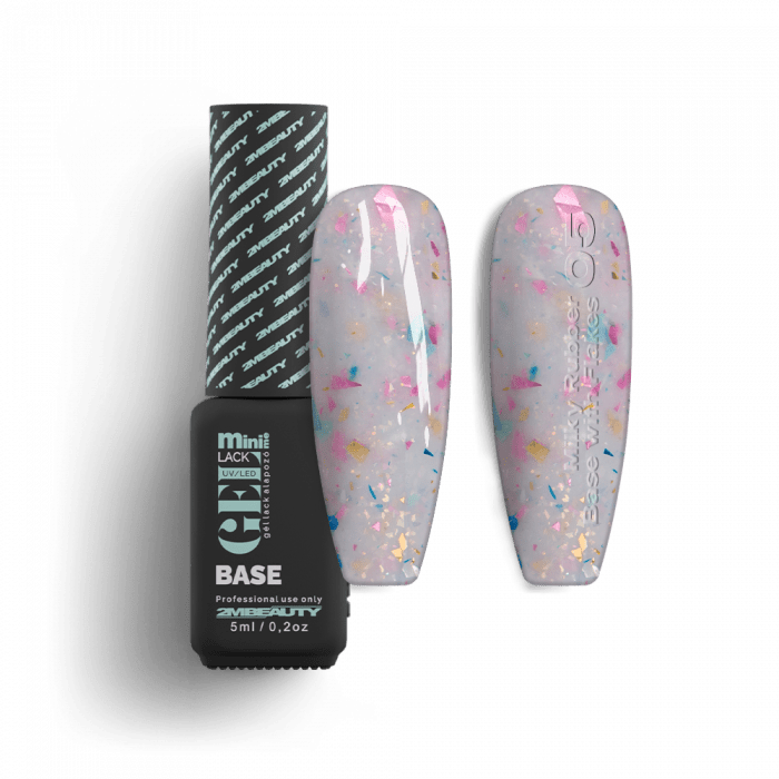 Gel Lack - Milky Rubber Base With Flakes 05 - HEMA Mentes:
Közepes sűrűségű, tejfehér alapoz�...