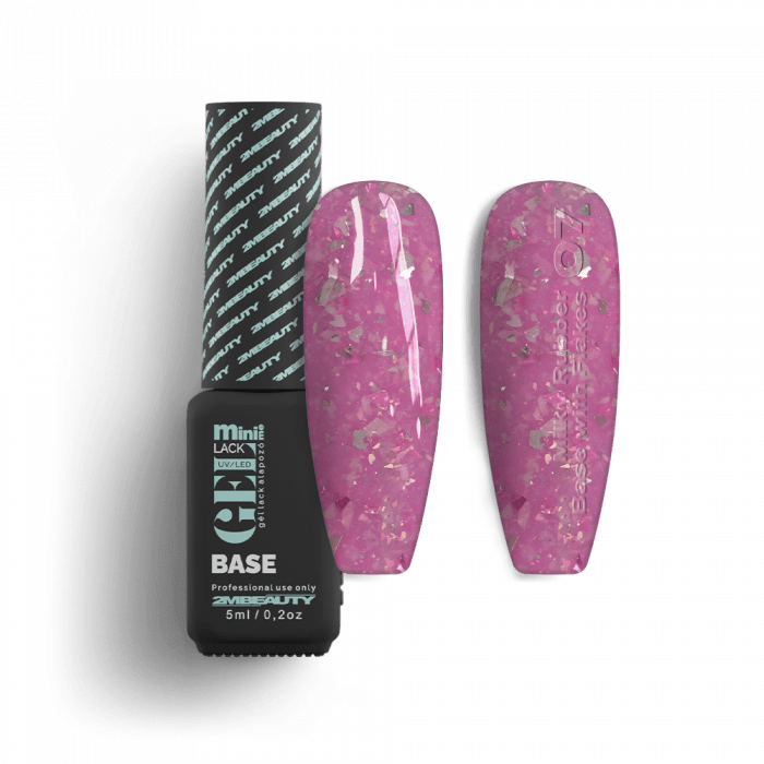 Gel Lack - Milky Rubber Base With Flakes 07 - HEMA Mentes:
Közepes sűrűségű, rózsaszín árny...