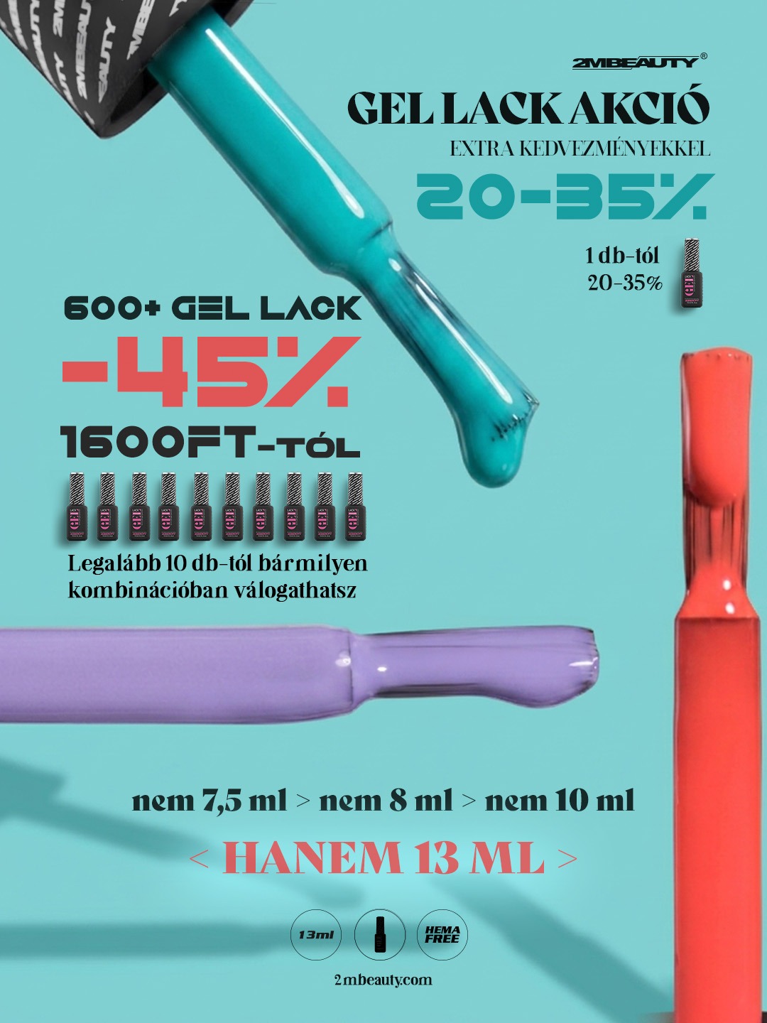 2MBEAUTY 13 ml gél lakk akció több mint 600 árnyalattal